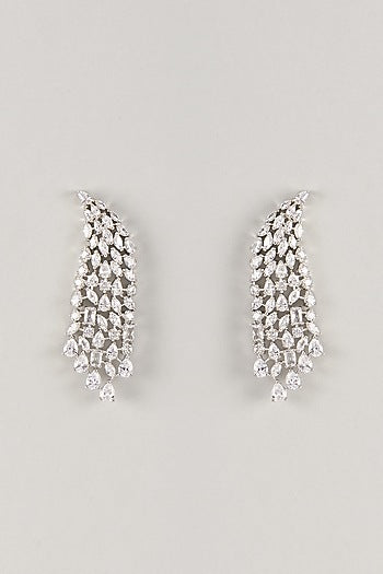 Silver Finish Zircon Dangler Earrings
