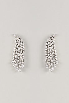Silver Finish Zircon Dangler Earrings