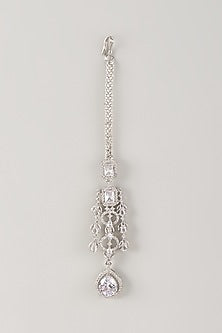 Silver Finish Zircon Maangtikka