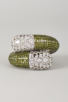 Silver Finish Zircon & Peridot Stone Adjustable Bracelet