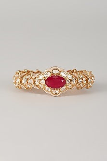 Gold Finish Zircon & Ruby Stone Bracelet