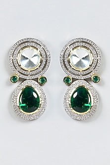 Gold Finish Semi Precious Stone Earrings