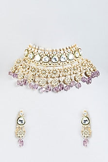 Gold Finish Meenakari Choker Necklace Set