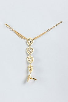 Gold Finish Kundan Polki Hathphool