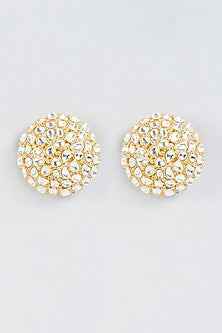 Gold Finish Kundan Polki Earrings