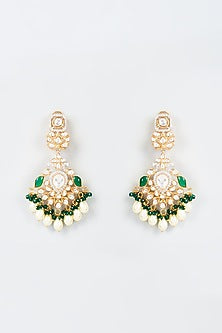 Gold Finish Kundan Beaded Dangler Earrings