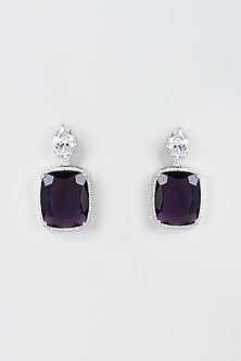 White Finish Amethyst & Zircon Dangler Earrings