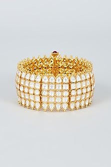 Gold Finish Kundan Polki Bracelet