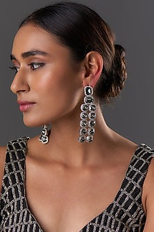 White Finish Zircon Dangler Earrings