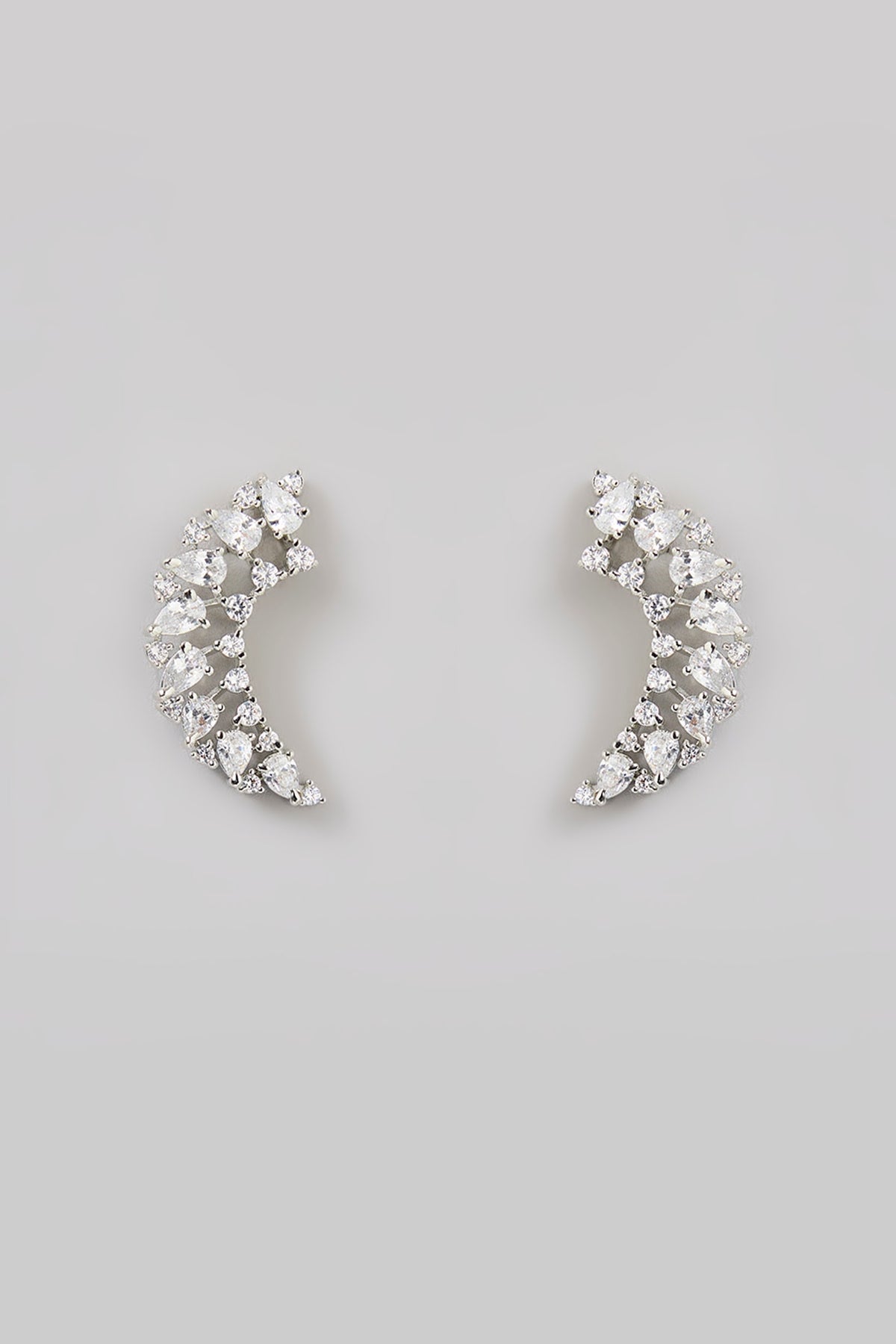 White Finish Zircon Stud Earrings