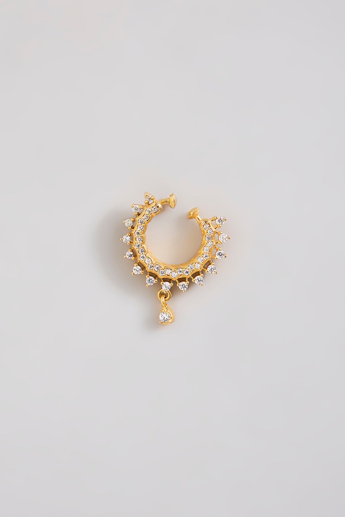 Silver Finish Zircon Nose Ring