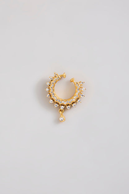 Silver Finish Zircon Nose Ring