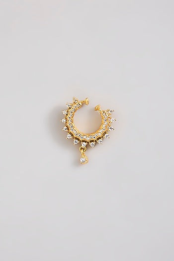 Silver Finish Zircon Nose Ring