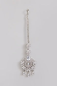 Silver Finish Zircon Maangtikka