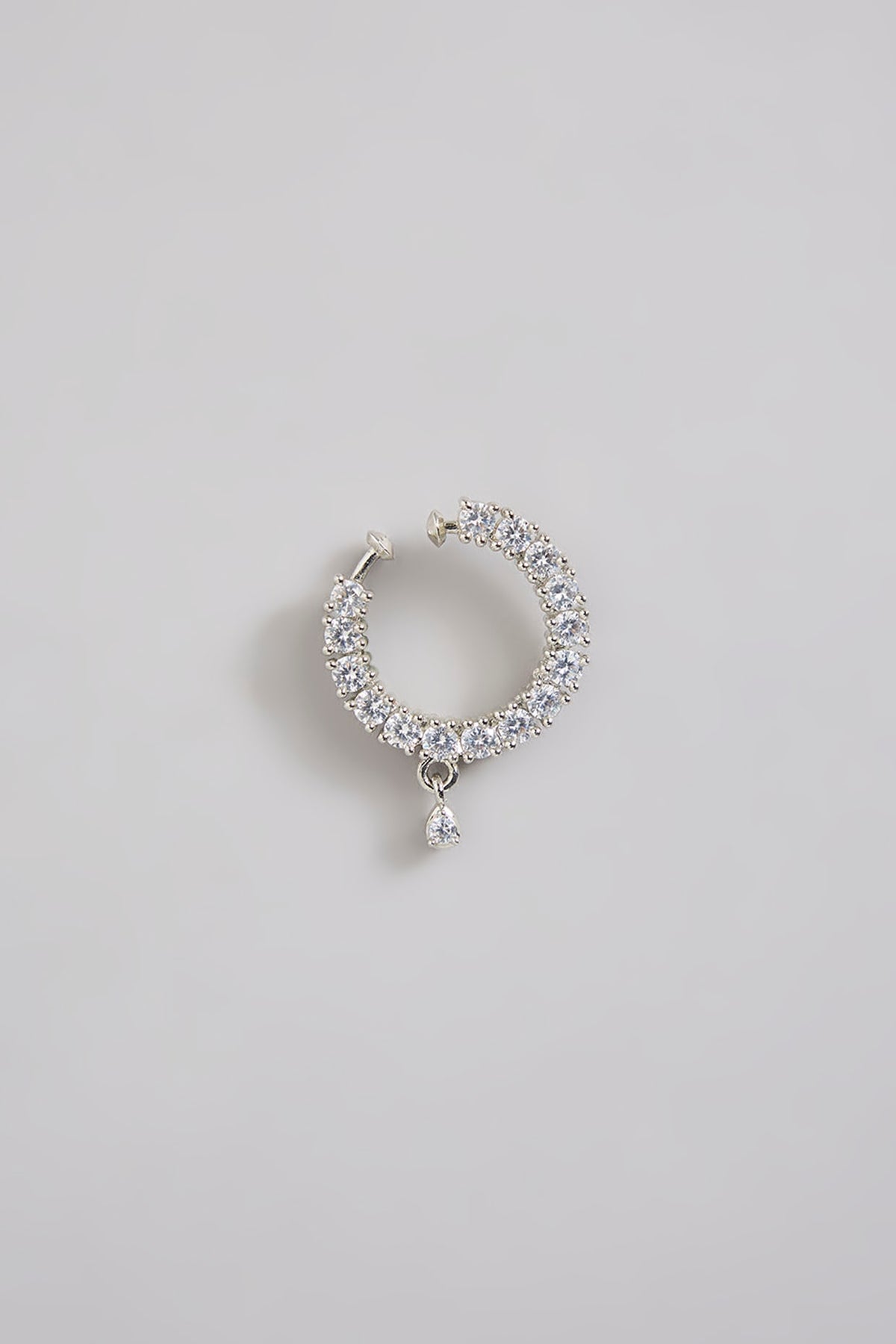 Silver Finish Zircon Nose Ring