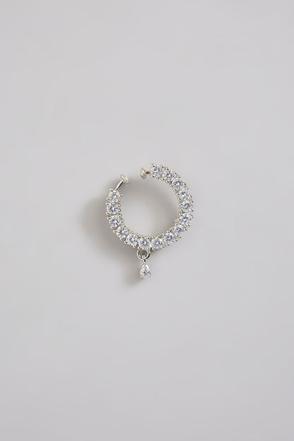 Silver Finish Zircon Nose Ring