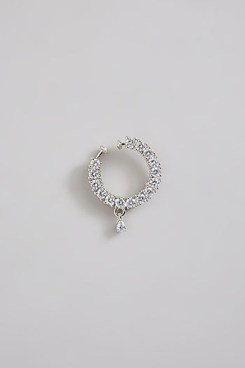 Silver Finish Zircon Nose Ring