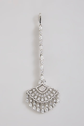 Silver Finish Zircon Maangtikka
