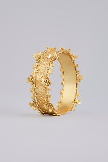 Gold Finish Carved Adjustable Bangle
