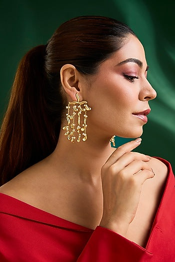 Gold Finish Dangler Earrings