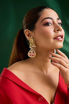 Gold Finish Dangler Earrings