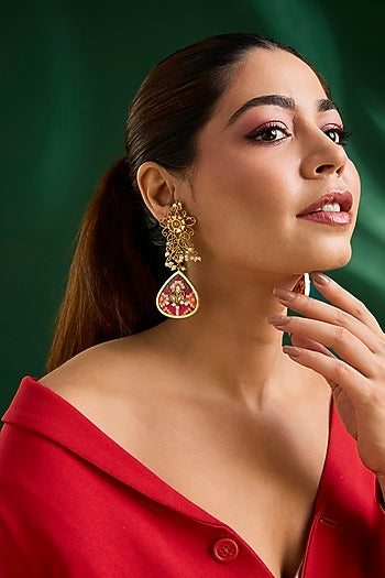 Gold Finish Dangler Earrings