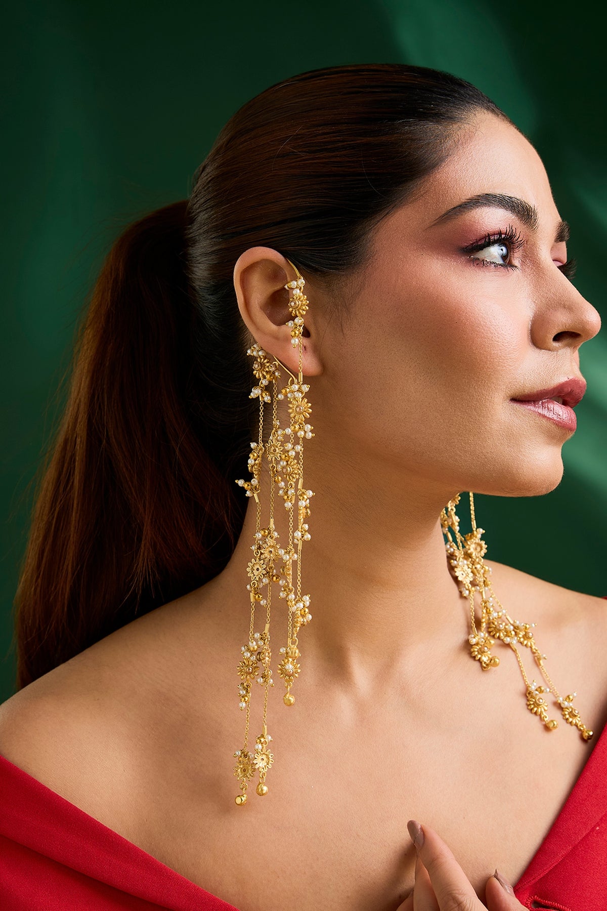 Gold Finish Dangler Earrings
