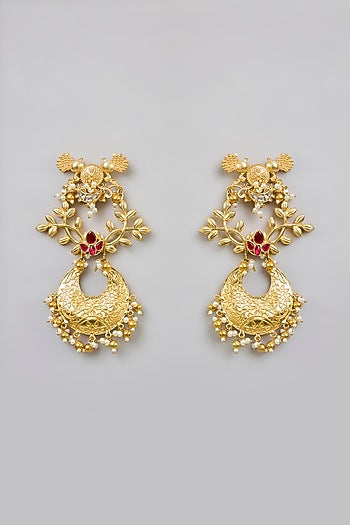 Gold Finish Dangler Earrings