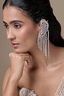 Silver Finish Zircon Dangler Earrings