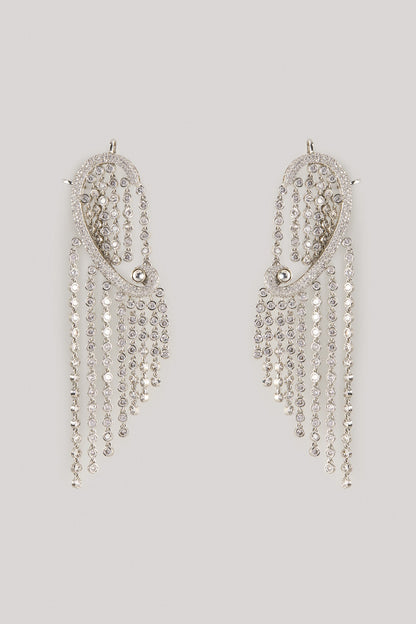 Silver Finish Zircon Dangler Earrings