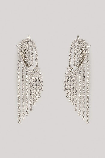 Silver Finish Zircon Dangler Earrings