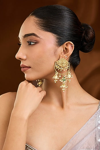 Gold Finish Dangler Earrings