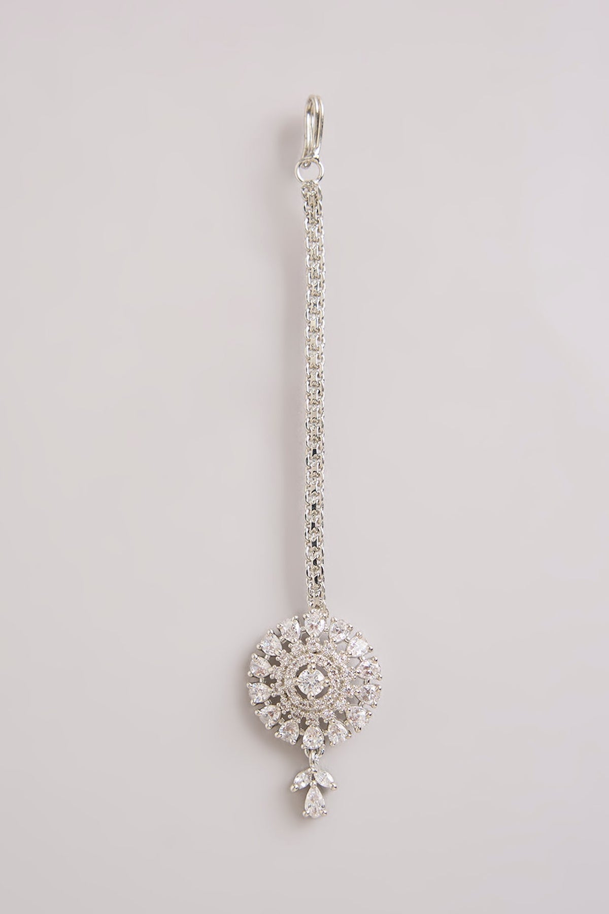 Silver Finish Kundan Polki Maangtikka