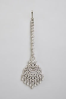 White Finish Zircon Maangtikka