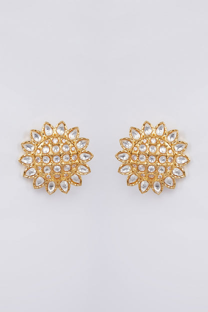 Gold Finish Kundan Stud Earrings
