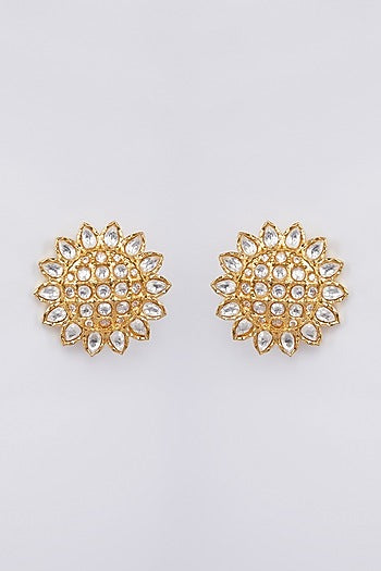 Gold Finish Kundan Stud Earrings