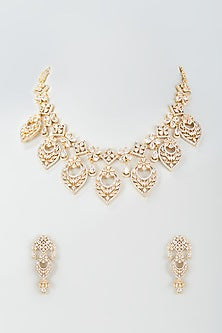 Gold Finish Zircon Choker Necklace Set