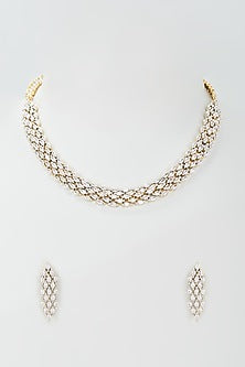 Gold Finish Zircon Choker Necklace Set