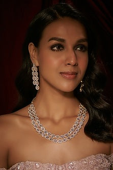 Gold Finish White Kundan Polki Layered Necklace