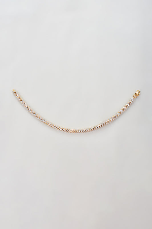 Gold Finish Zircon Anklets (Set Of 2)