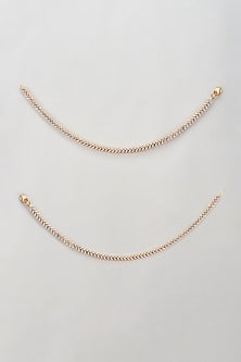 Gold Finish Zircon Anklets (Set Of 2)