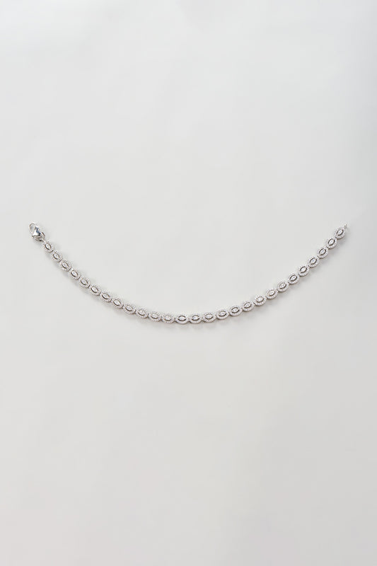 Silver Finish Zircon Anklets (Set Of 2)