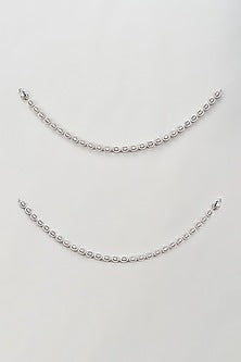 Silver Finish Zircon Anklets (Set Of 2)