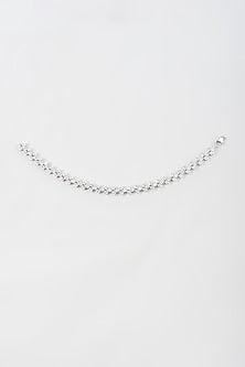 Silver Finish Zircon Anklets (Set Of 2)