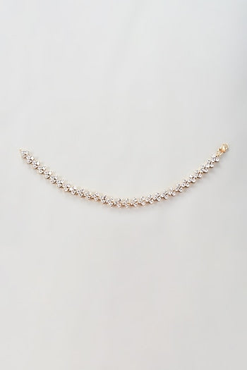 Gold Finish Zircon Anklets (Set Of 2)
