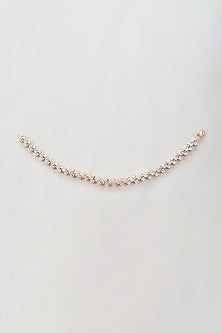 Gold Finish Zircon Anklets (Set Of 2)