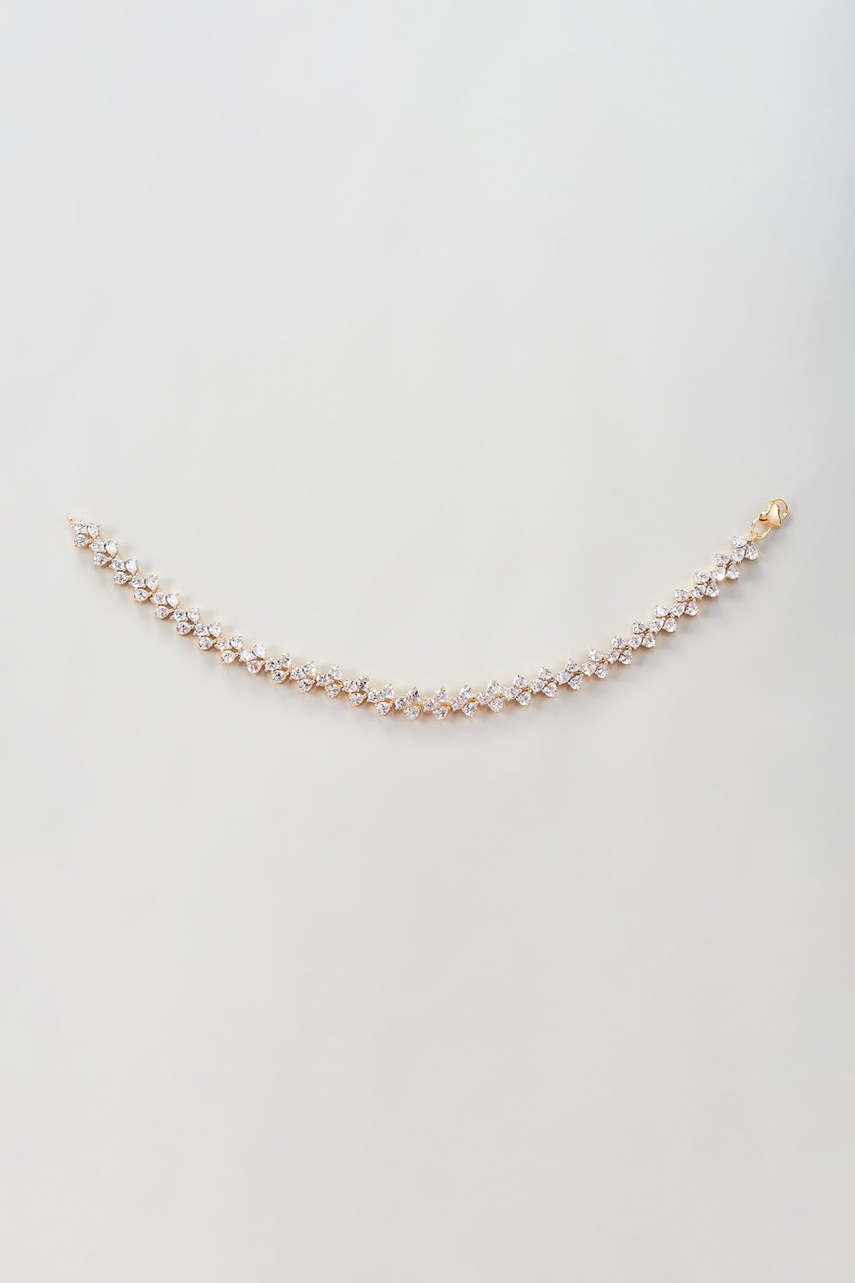 Gold Finish Zircon Anklets (Set Of 2)