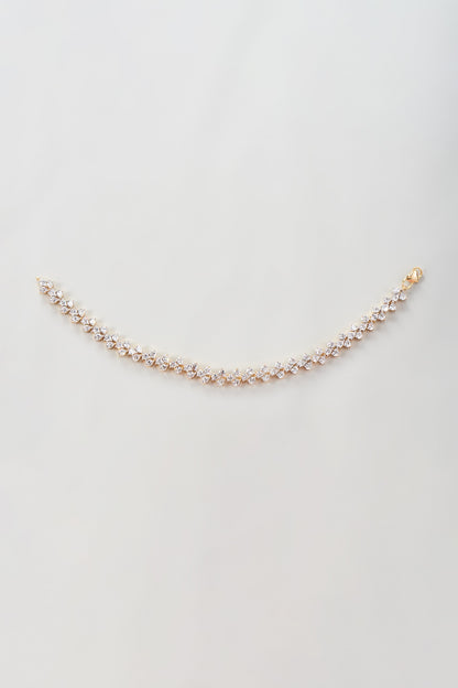 Gold Finish Zircon Anklets (Set Of 2)