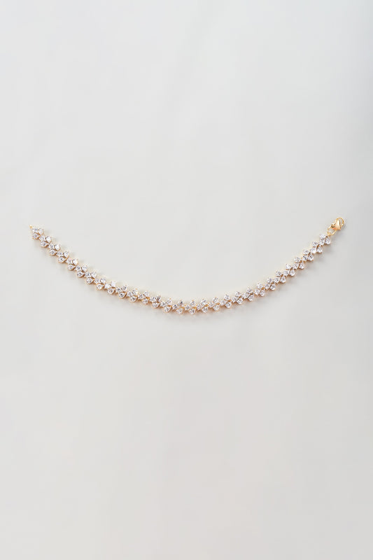 Gold Finish Zircon Anklets (Set Of 2)