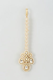 Gold Finish Kundan Polki Maangtikka